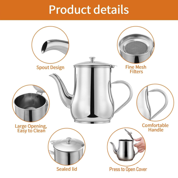 Stainless Steel Oil Filter Pot & Keeping Jar