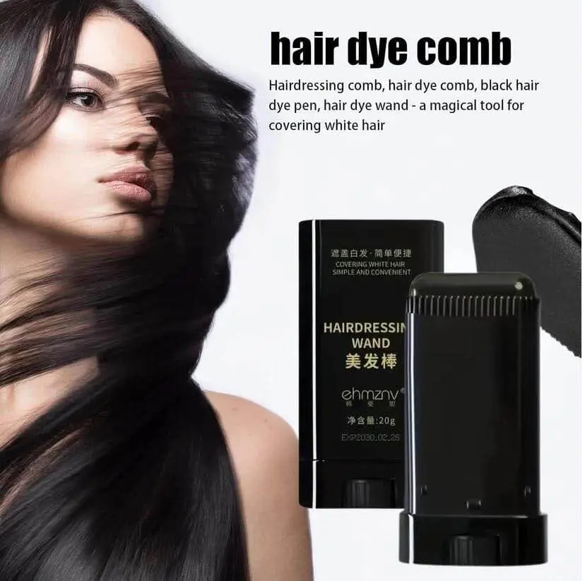 2 Pc Hairdressing Wand – White Hair Cover Stick (Natural Black)