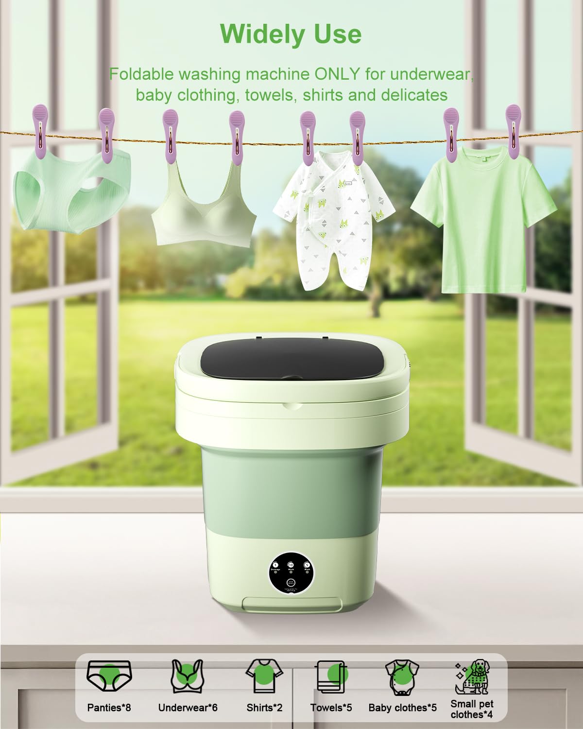 (9 Liter) Multi-Function. Folding Washing Machine